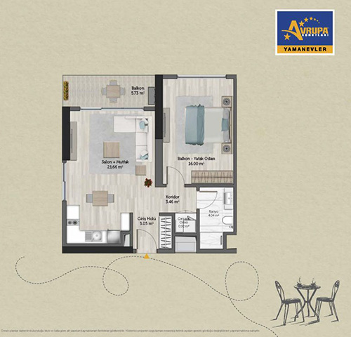 Abalpha brokerage 1+1 C Daire Planı