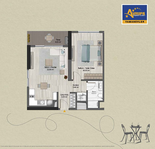 Abalpha brokerage 1+1 CT Daire Planı