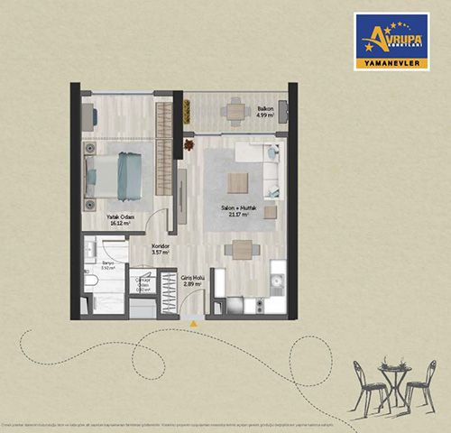 Abalpha brokerage 1+1 D Daire Planı