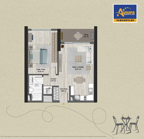 Abalpha brokerage 1+1 DT Daire Planı