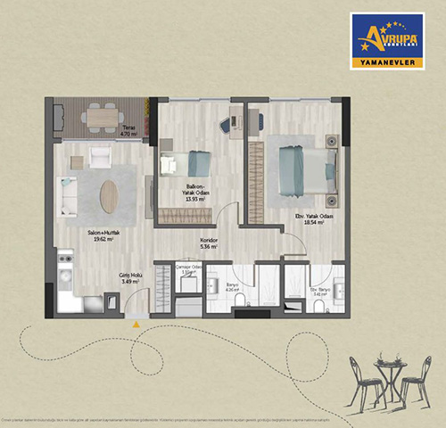 Abalpha brokerage 2+1 DT Daire Planı