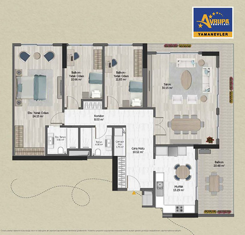 Abalpha brokerage 3+1 A1 Daire Planı