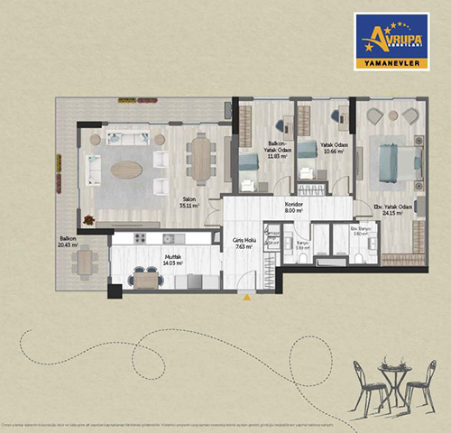 Abalpha brokerage 3+1 C Daire Planı
