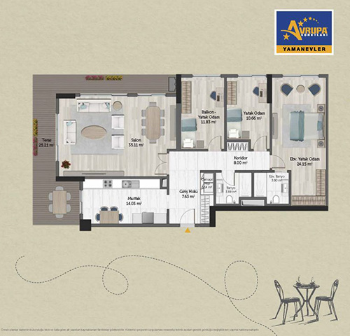 Abalpha brokerage 3+1 CT Daire Planı