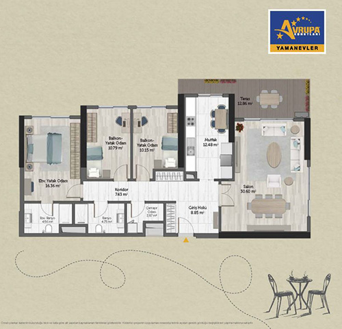 Abalpha brokerage 3+1 DT Daire Planı