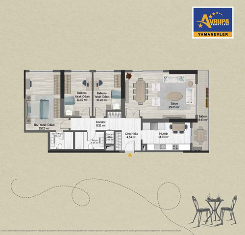 Abalpha brokerage 3+1 H Daire Planı