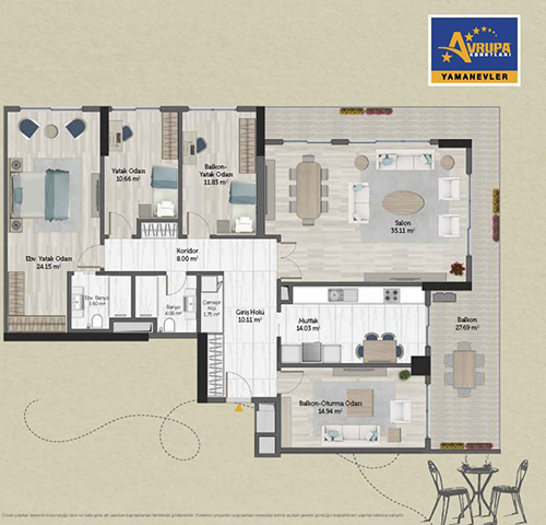 Abalpha brokerage 4+1 A1 Daire Planı