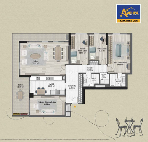 Abalpha brokerage 4+1 B Daire Planı